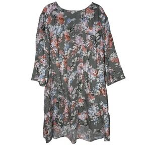J. Jill Love Linen Women's Lagenlook Floral Caraway Ruffle Hem Dress Sz 3XL